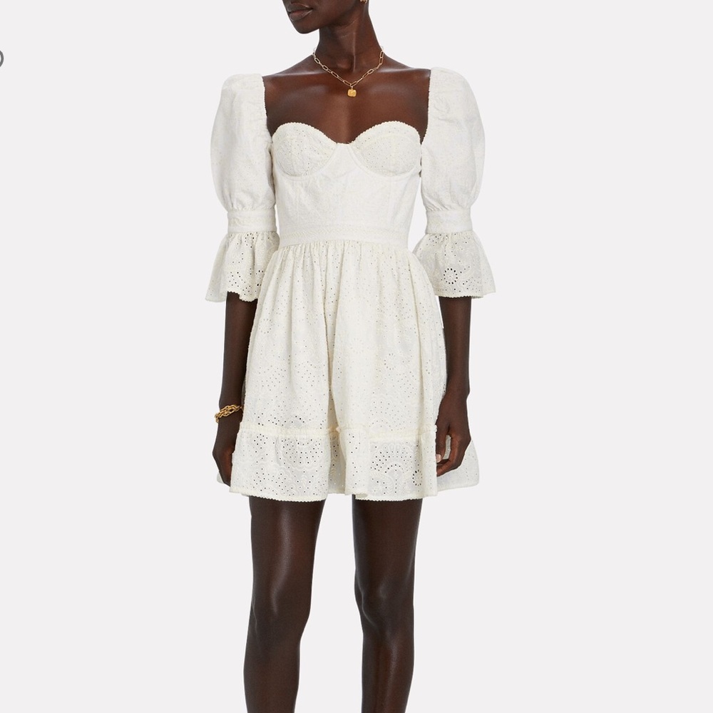 NWT Agua by Agua Bendita Cedro Lace Eyelet Mini Dress White Bustier Sz Small